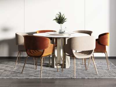 现代餐桌椅组合3D模型下载